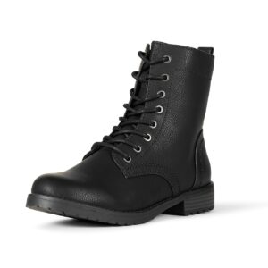 Amazon Essentials Women's Lace-Up Combat Boots, Black, 9.5
