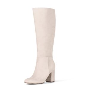 Amazon Essentials Women's Tall Heel Boot with Memory Foam Insole, Interior Zipper, Grey Faux Suede, 6 Wide